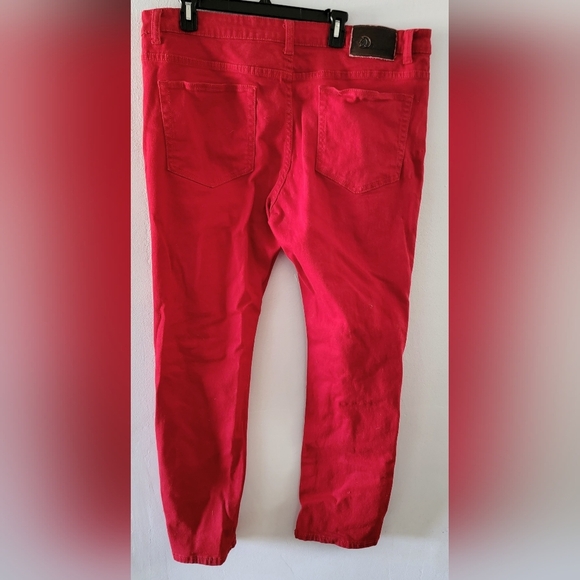 Arganaut Red Ultra Slim Fit Big Tall Ripped Distressed Destroyed Jeans 42 42x32 - Picture 5 of 9